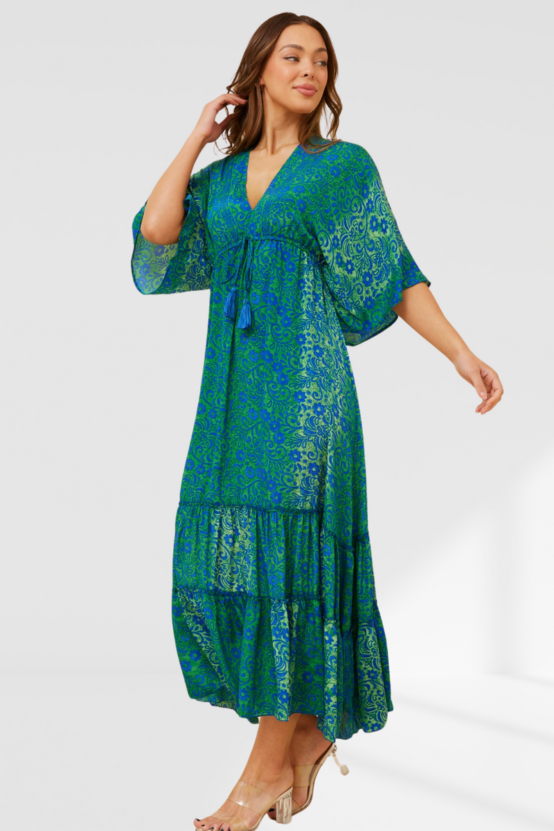 Carter Maxi Dress - Green/Blue Blush Clothing and Accessories Carter Maxi Dress - Green/Blue Blush Clothing and Accessories