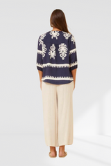 Border print top - Navy
