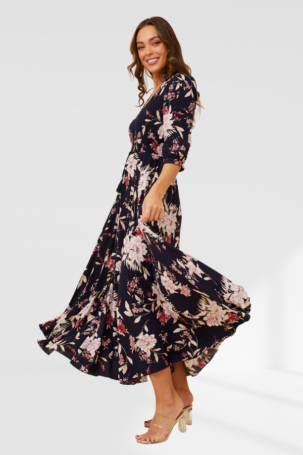 Jeanne Dress - Floral Navy