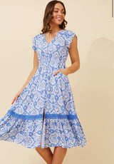 Mylos Dress - Multi Blue