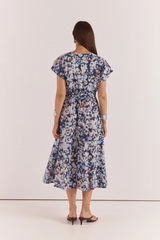 Nazalia Tie Waist Dress - Violet Floral