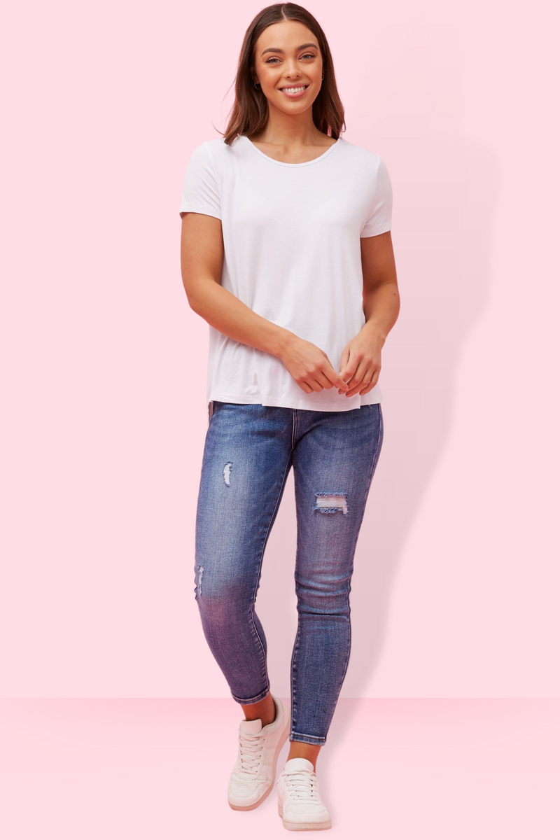 Round neck tee - white