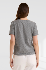 Cotton Slim Fit Tee - Black Stripe