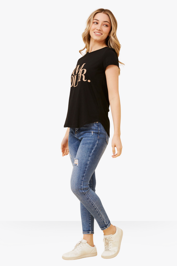 Sequin Graphic Tee black