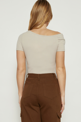 Two way wear jersey top with Asymmetric hem- pearl
