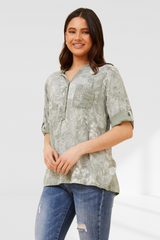 floral sequin shirt - Sage