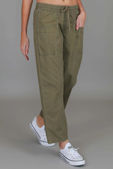 Marcia Straight Leg Utility Jogger – Khaki Cotton Twill By 3rdStory