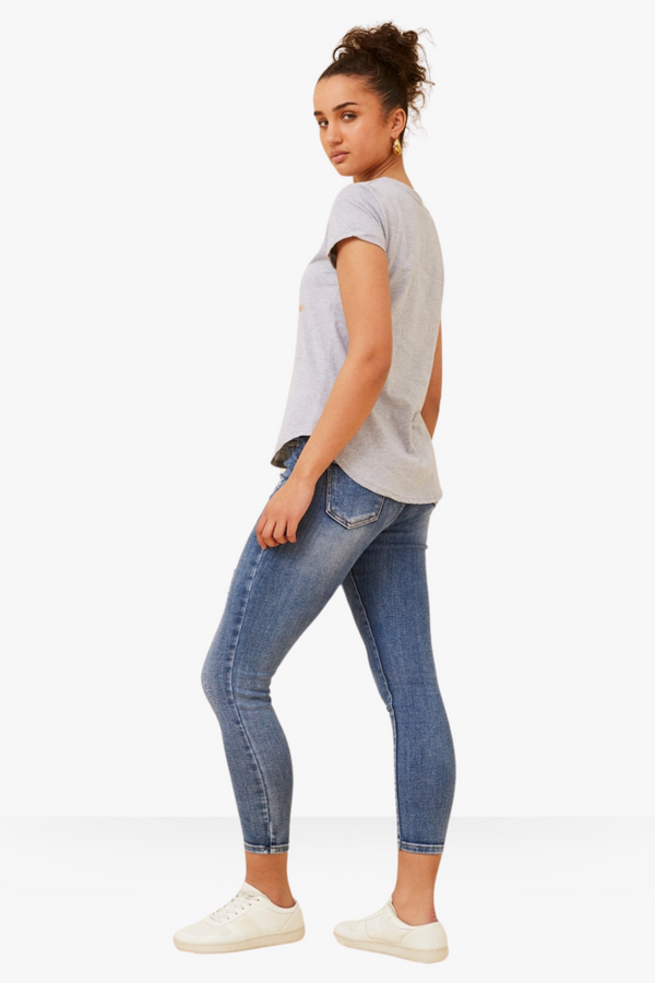 Sequin Graphic Tee - Grey marle