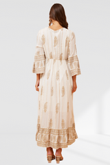 Paisley Boho Maxi Dress - Cream