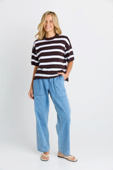 Libby Boxy Top- chocolate stripe