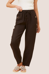 Lola Italian linen pants - chocolate