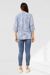 floral sequin shirt - denim