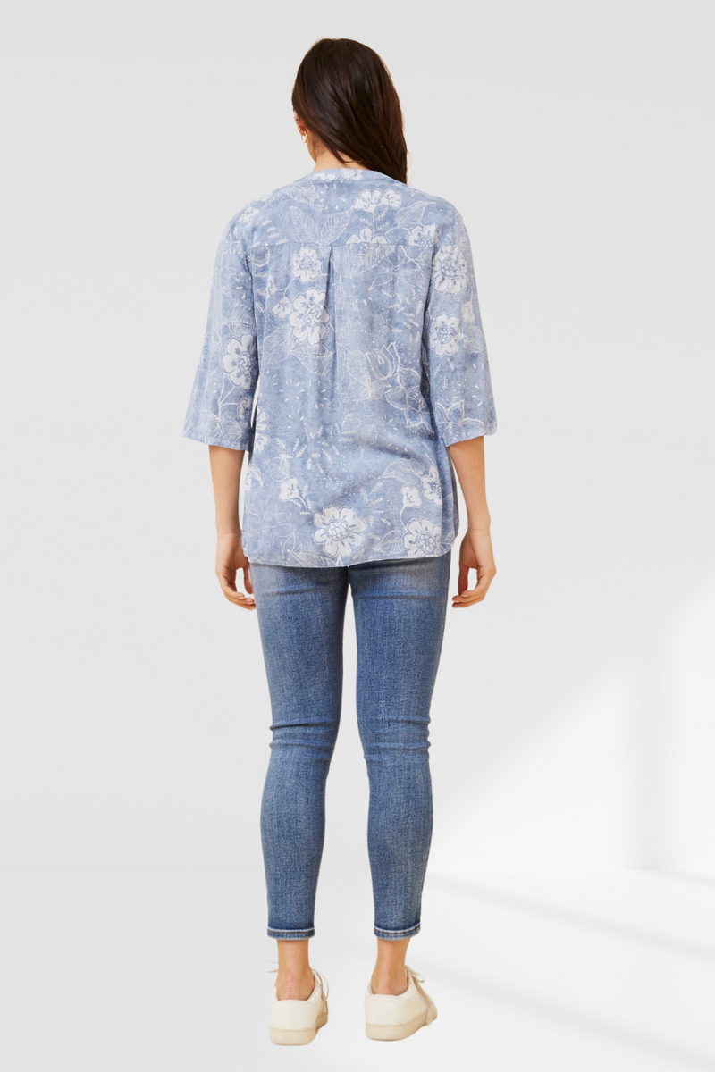 floral sequin shirt - denim