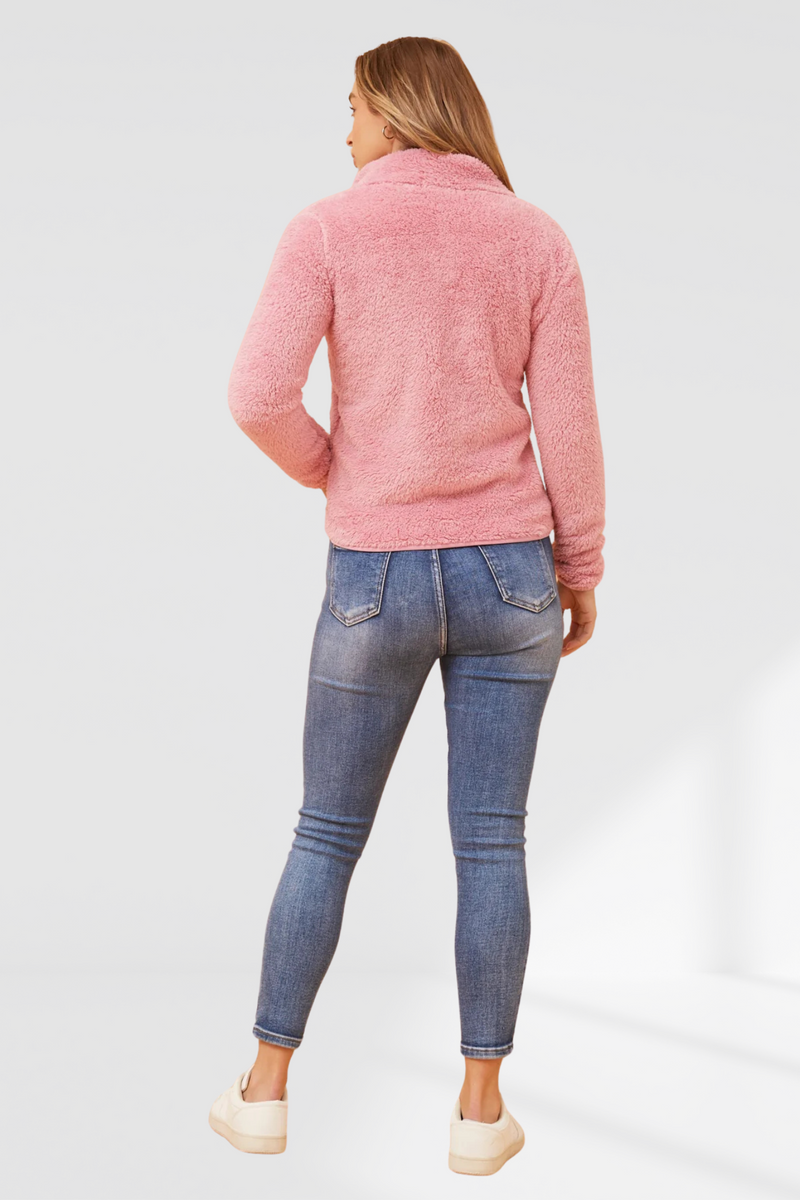 Taylee Zip Teddy Jacket - Blush