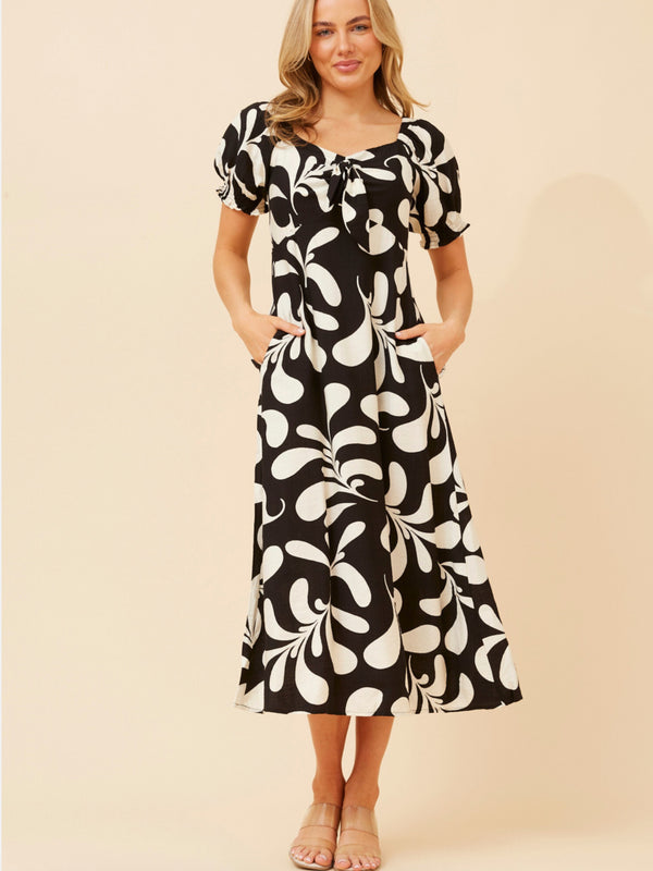 Stella Dress - black and White