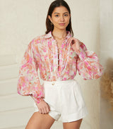 Citra Balloon Sleeve Top - pink