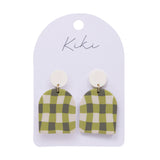 Green Gingham Earrings