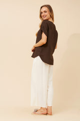 Lina linen top - chocolate