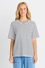 Relax Boxy Tee - Black/White Stripe