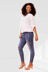 Sequin pocket shirt - white