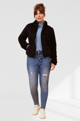 Taylee Zip Teddy Jacket - Black