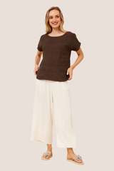 Lina linen top - chocolate