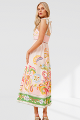 Javan Wanderlust Midi Dress - Pink Multi
