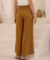Charlie Silk Linen Pants - mustard