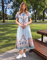 REISS MIDI DRESS - BLUE