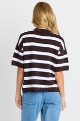 Libby Boxy Top- chocolate stripe