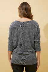Lurex Top - Silver/Black