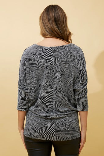 Lurex Top - Silver/Black