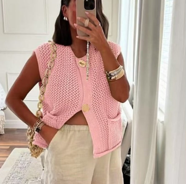 Bella Knit Vest - Pink