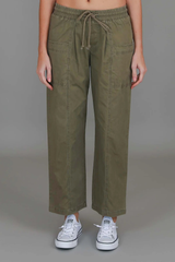 Marcia Straight Leg Utility Jogger – Khaki Cotton Twill By 3rdStory
