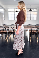 Velvet Floral Midi Skirt