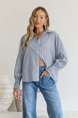 Maddy stripe cuff shirt - Blue