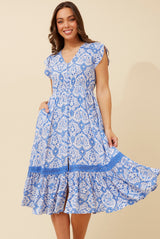 Mylos Dress - Multi Blue
