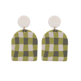Green Gingham Earrings