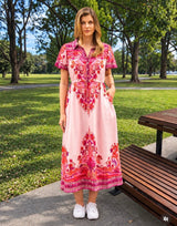 REISS MIDI DRESS - PINK