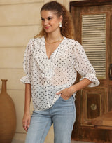 Esme shirt - white / black dot