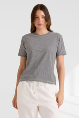 Cotton Slim Fit Tee - Black Stripe