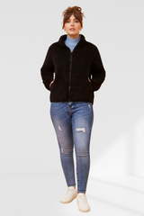 Taylee Zip Teddy Jacket - Black