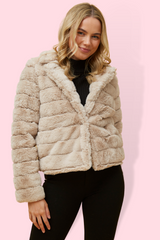 Olea Faux Fur Jacket - Beige