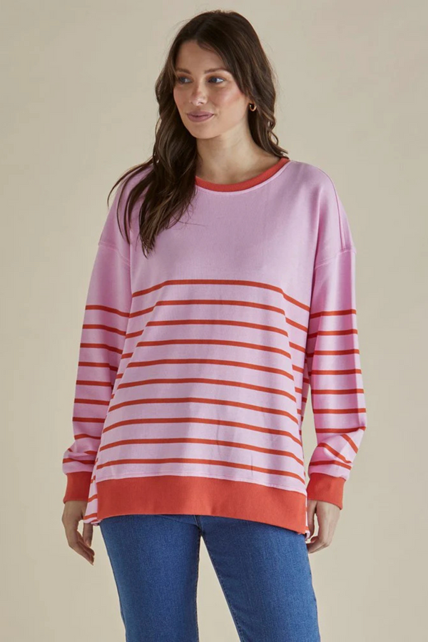 Easy Crew Sweat - Pink/Orange Stripe