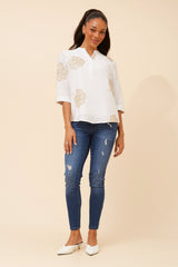 Sofia embroidery top - white