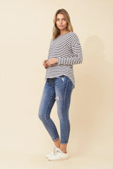 Sabrina top - navy / white