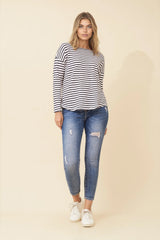 Sabrina top - navy / white