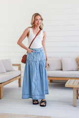Denim Tier pocket skirt