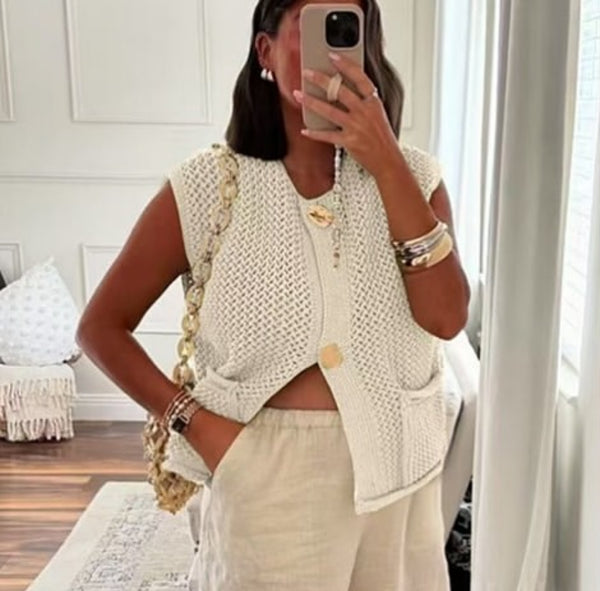 Bella Knit Vest - White