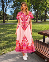REISS MIDI DRESS - PINK